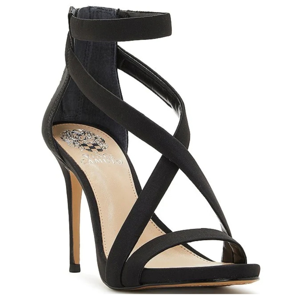 Vince Camuto IM-DEVIN Black Satin Matte Heels